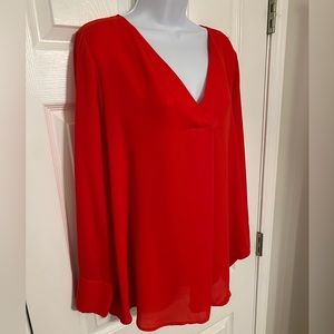 Cynthia Steffe Red Blouse Long Sleeve Large - Like New